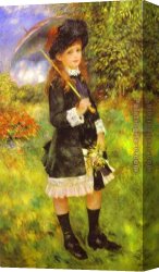 Young Canvas Paintings - Young Girl with Parasol (Aline Nunes) by Pierre Auguste Renoir