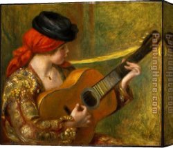 Spanish Town Canvas Paintings - Young Spanish Woman with a Guitar by Pierre Auguste Renoir
