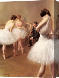 Ballet Canvas Paintings - The Ballet Lesson by Pierre Carrier-Belleuse