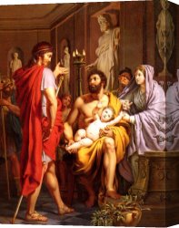Rapto De Europa 02 Canvas Paintings - Themistocle, Banni D'Athenes, Se Rend Suppliant Chez Admete, Roi Des Molosses by Pierre Joseph Francois