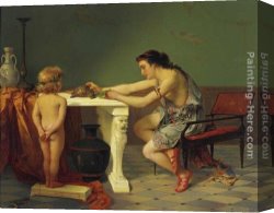 Feeding The Pigeons Canvas Paintings - Feeding the Turtle by Pierre Oliver Joseph Coomans