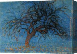 Evening on a Parisian Boulevard Canvas Paintings - Avond Evening Red Tree by Piet Mondrian