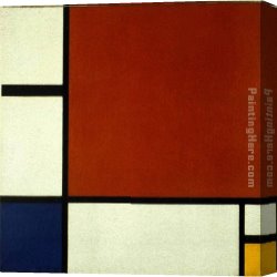 Yellow Canvas Paintings - Composition II in Red Blue and Yellow by Piet Mondrian