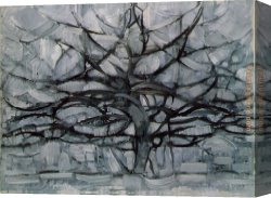 Trees in Park Canvas Paintings - Gray Tree by Piet Mondrian