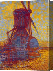 Mondrian Canvas Paintings - Mill in Sunlight by Piet Mondrian