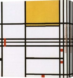Yellow Canvas Paintings - omposition with Black White Yellow and Red by Piet Mondrian