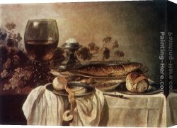 Sunny Breakfast Canvas Paintings - Breakfast Piece by Pieter Claesz