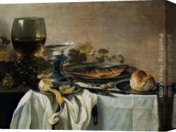 Around The Fish Canvas Paintings - Still Life with Fish by Pieter Claesz