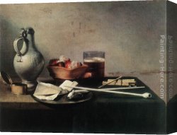 Fantomas Pipe And Newspaper Canvas Paintings - Tobacco Pipes and a Brazier by Pieter Claesz