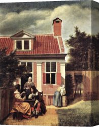 Village Canvas Paintings - Village House by Pieter de Hooch
