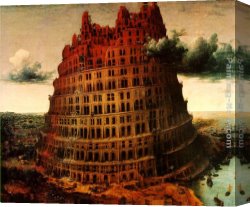 Tower Canvas Paintings - The "Little" Tower of Babel by Pieter the Elder Bruegel