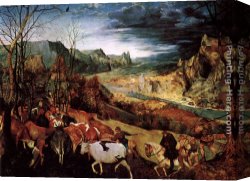 The Cart Or Return From Haymaking Canvas Paintings - The Return of the Herd by Pieter the Elder Bruegel