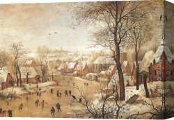 Birds Canvas Paintings - Winter Landscape with a Bird-trap by Pieter the Younger Brueghel