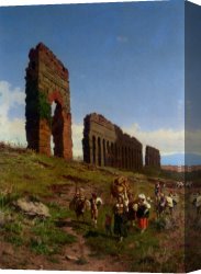 Pietro Canvas Paintings - Passing the Ruins by Pietro Barucci