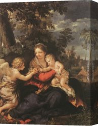 Pietro Canvas Paintings - Holy Family Resting on the Flight to Egypt by Pietro da Cortona