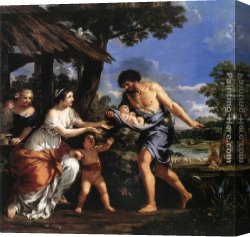 Pietro Canvas Paintings - Romulus and Remus Given Shelter by Faustulus by Pietro da Cortona