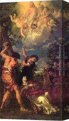 Pietro Canvas Paintings - The Stoning of St Stephen by Pietro da Cortona