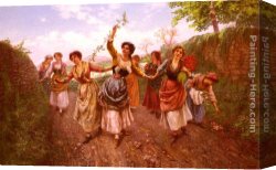 Pietro Canvas Paintings - A Spring Festival by Pietro Gabrini