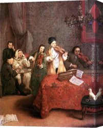 Pietro Canvas Paintings - The Concert by Pietro Longhi
