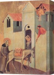 Pietro Canvas Paintings - Beata Umilta Transport Bricks to the Monastery by Pietro Lorenzetti
