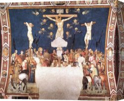 Pietro Canvas Paintings - Crucifixion by Pietro Lorenzetti