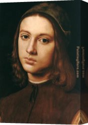 Man with Scythe Canvas Paintings - Portrait of a Young Man (detail) by Pietro Perugino