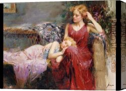 The Foster Mother Canvas Paintings - A Mother's Love by Pino