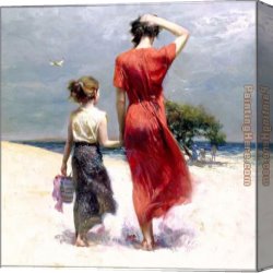 October Stroll Canvas Paintings - Afternoon Stroll by Pino