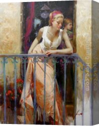 Balcony Canvas Paintings - At The Balcony by Pino