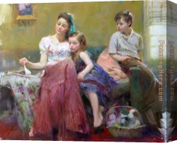 Sisters Canvas Paintings - BROTHER AND SISTER by Pino