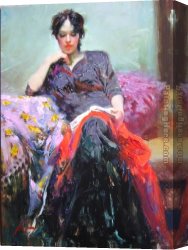 Reading a Book Canvas Paintings - Her Favorite Book by Pino