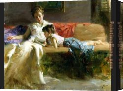 Reading a Book Canvas Paintings - Late Night Reading by Pino