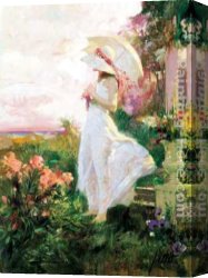 Summer Landscape Aka Woman with a Parasol in a Garden Canvas Paintings - The Summer Parasol by Pino