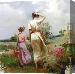 October Stroll Canvas Paintings - Tuscan Stroll by Pino