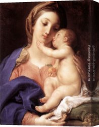 Madonna with Child Canvas Paintings - Madonna and Child by Pompeo Girolamo Batoni