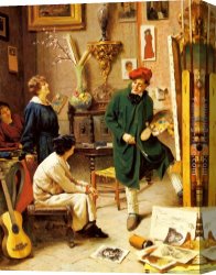Pompeo Canvas Paintings - The Artist's Studio by Pompeo Massani