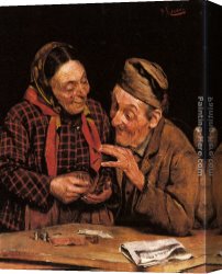 An Old Money-lender Canvas Paintings - The Money Counter by Pompeo Massani