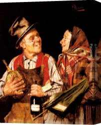 Pompeo Canvas Paintings - The Wine Merchant by Pompeo Massani