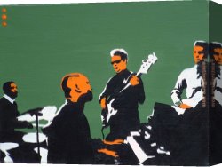 Pop Art Canvas Paintings - booker t & the mgs on green by Pop art