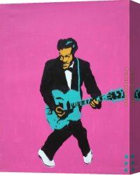 Beaux-arts Canvas Paintings - chuck berry on pink by Pop art