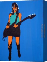 Pop Art Canvas Paintings - kim gordon on blue by Pop art