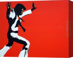 Red Circles II Canvas Paintings - king elvis on red by Pop art