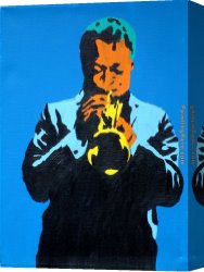 Pop Art Canvas Paintings - miles 1960, on blue by Pop art