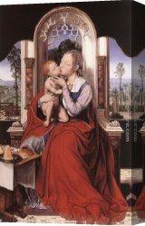 Enthroned Canvas Paintings - The Virgin Enthroned by Quentin Massys