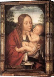 Virgin And Child Canvas Paintings - Virgin and Child in a Landscape by Quentin Massys