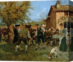 Della Canvas Paintings - Il gioco della morra by Raffaelo Sorbi