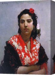Raimundo Canvas Paintings - A Gypsy by Raimundo de Madrazo y Garreta