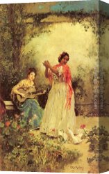 Raimundo Canvas Paintings - Bella y Canto by Raimundo de Madrazo y Garreta