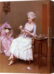 Raimundo Canvas Paintings - Hot Chocolate by Raimundo de Madrazo y Garreta