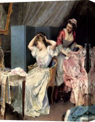 Raimundo Canvas Paintings - La Toilette by Raimundo de Madrazo y Garreta